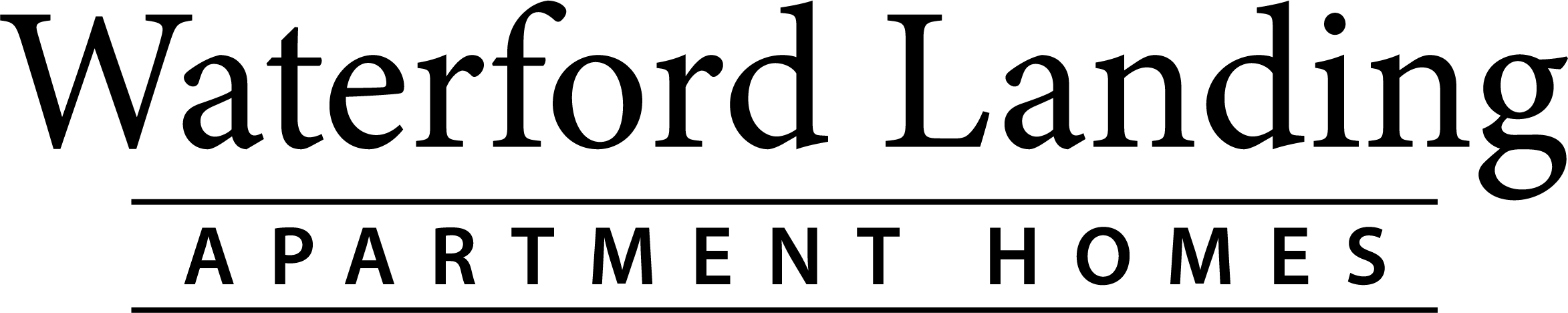 a black and white image of a property logo waterford land apartments